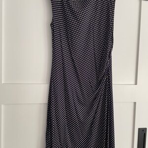 LOFT Blue Sheath Midi Dress with Cowl Neck